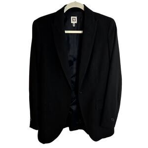 Ann Klein Lion Label Single Button Blazer Black Womens Size 8